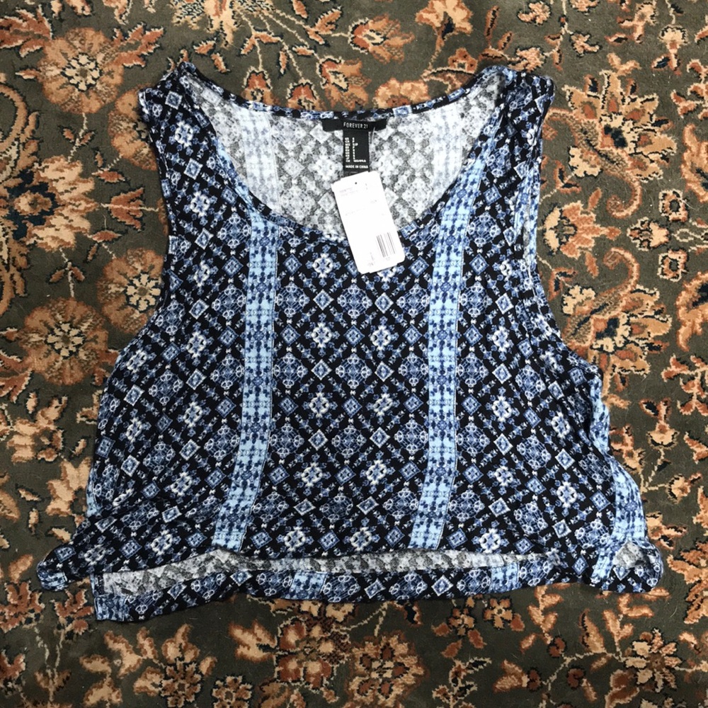 forever 21 patterned cropped tank top